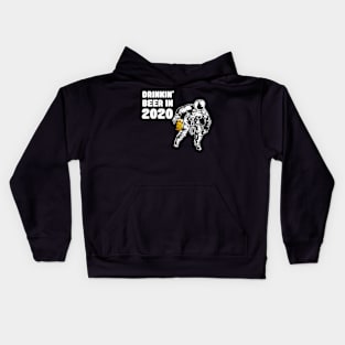 Funny astronaut drinks beer filtered protected Kids Hoodie